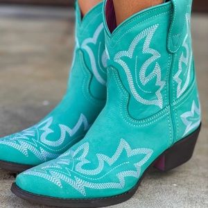 **Brand new in box** Southern Fried Chics Turquoise bootie size 9